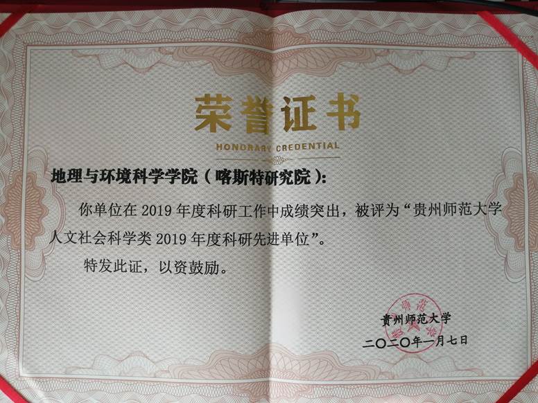 2019年--3200威尼斯vip人文社会科学类2019年度科研先进单位